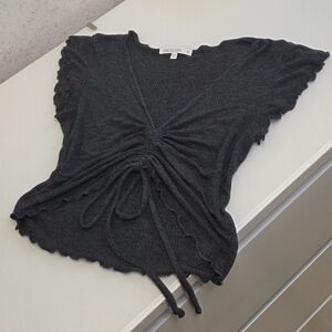 Women's Size Small Black Ruched Crop Top